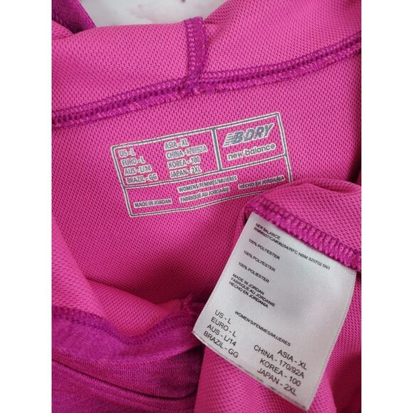New Balance Dry Sweatshirt L Womens Thumb Holes Hooded Long Sleeve Barbie Core - Picture 5 of 5
